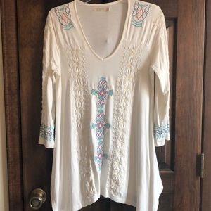 Sahalie Caite Ivory Embroidered Tunic M